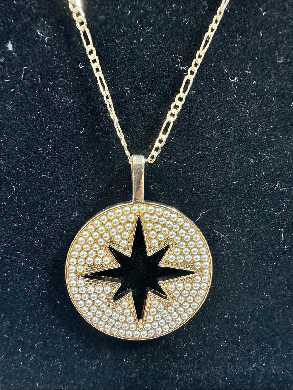 Gold Starburst Crystal Pendant Necklace - Women Jewelry